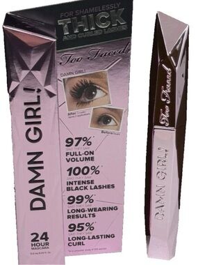 Too Faced Damn Girl! 24 Hour Thick Volume Mascara Makeup 0.43oz - Black - NIB